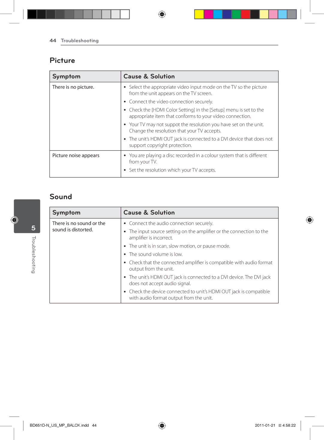 LG Electronics BD640 owner manual Picture, Sound 