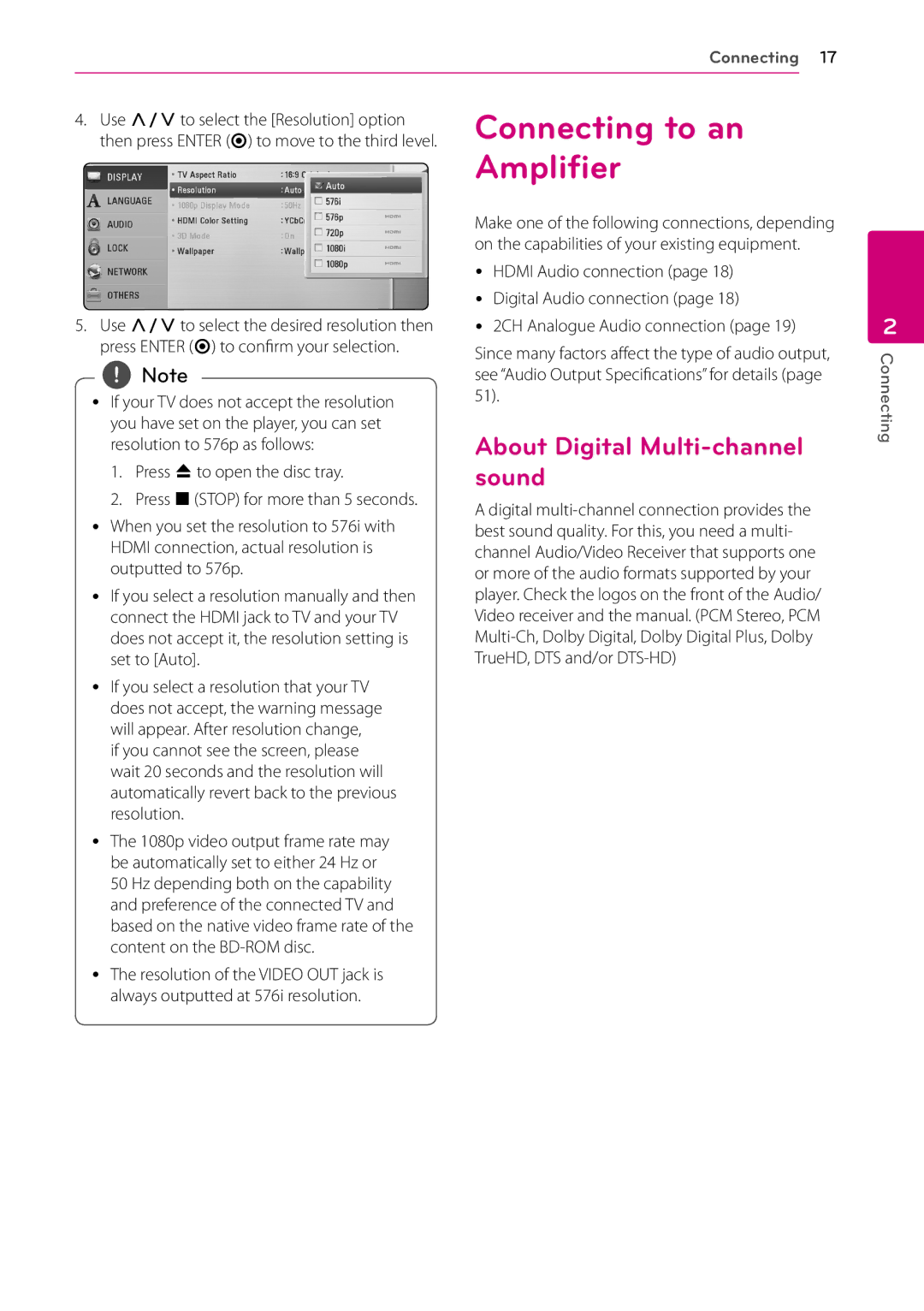 LG Electronics BD660 owner manual About Digital Multi-channel sound 