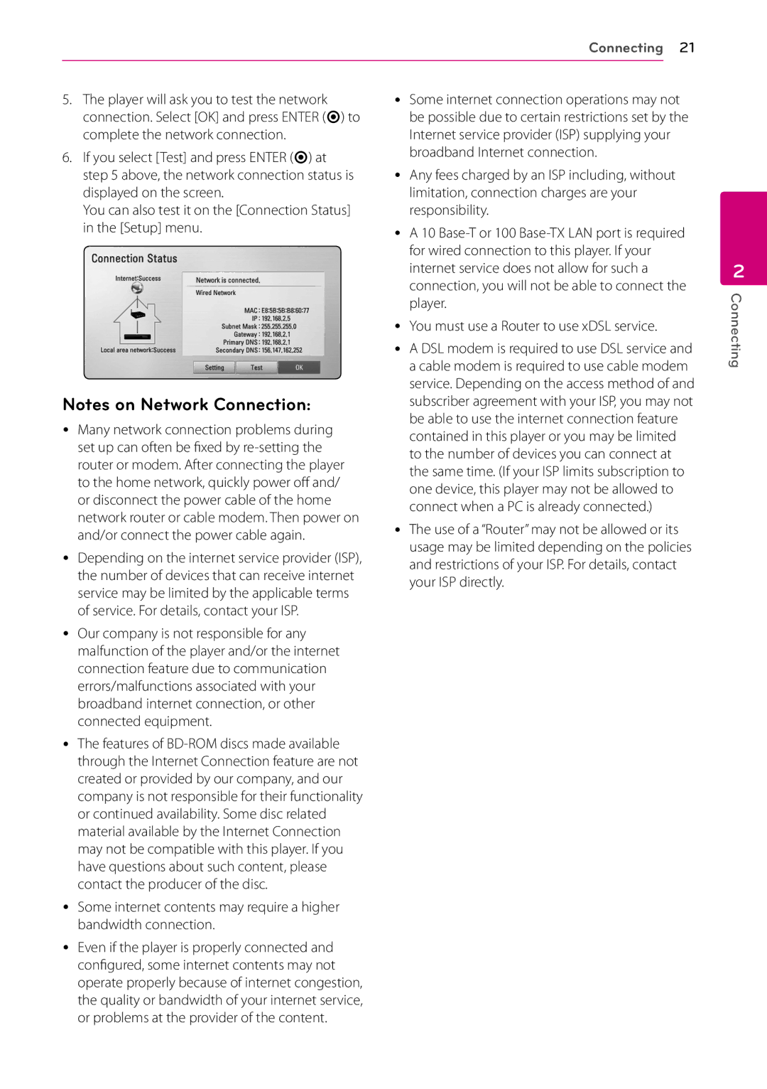 LG Electronics BD660 owner manual Connecting 