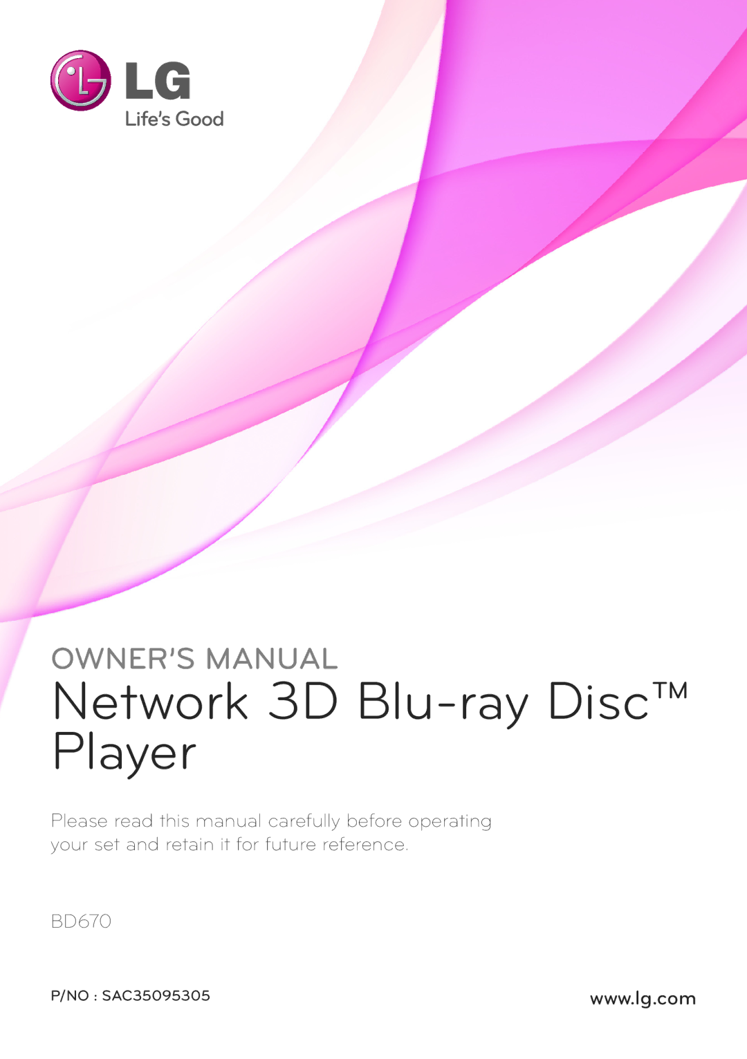 LG Electronics BD670 owner manual Network 3D Blu-ray Disc Player 