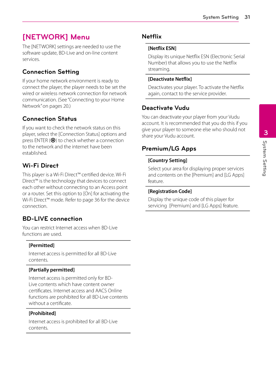 LG Electronics BD670 owner manual Network Menu 