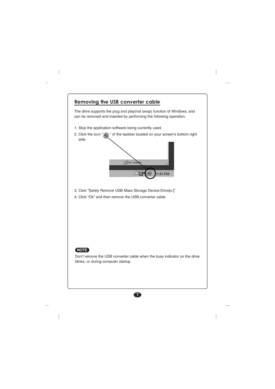 LG Electronics BE06LU10 manual Removing the USB converter cable 