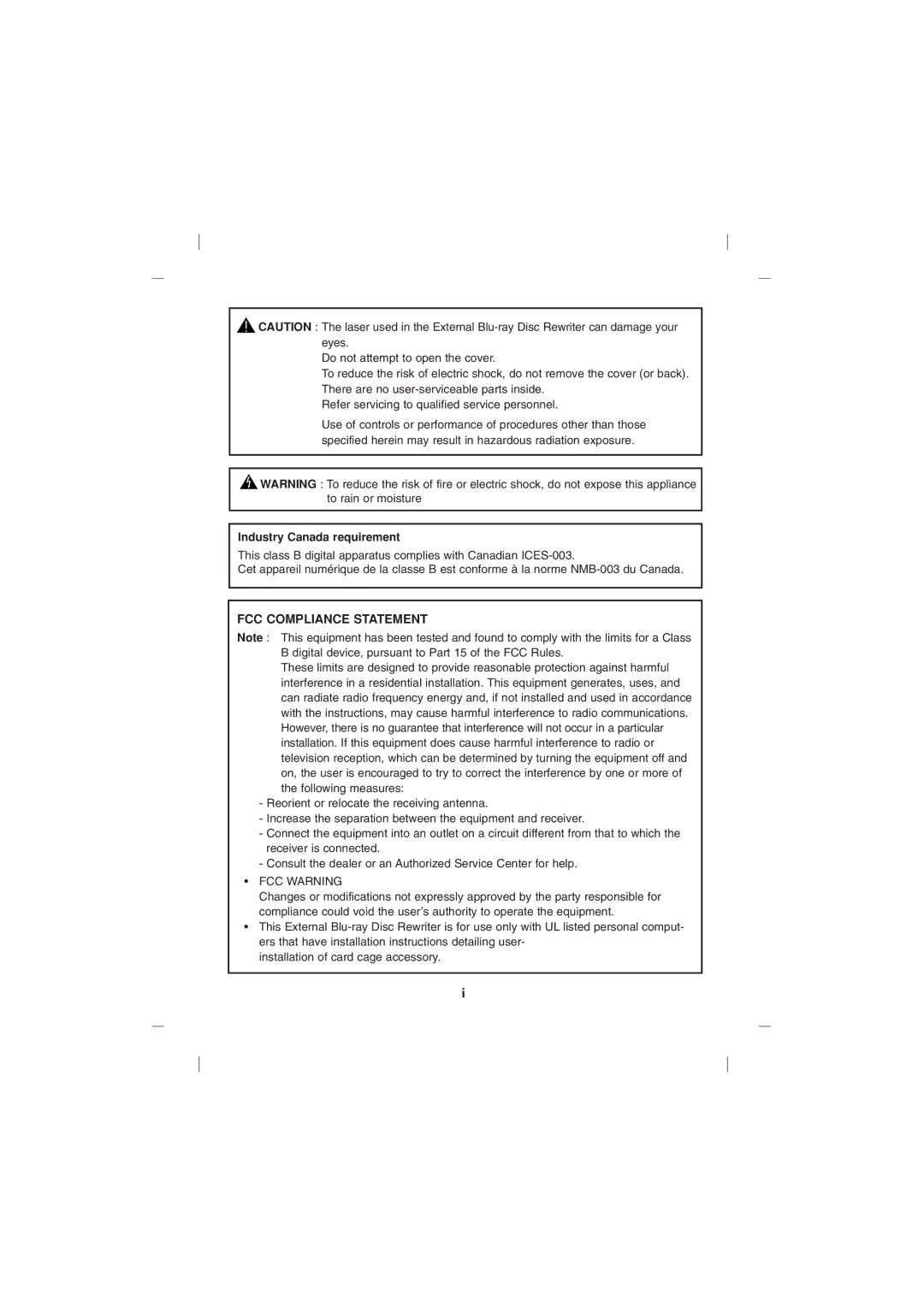 LG Electronics BE06LU10 manual FCC Compliance Statement 