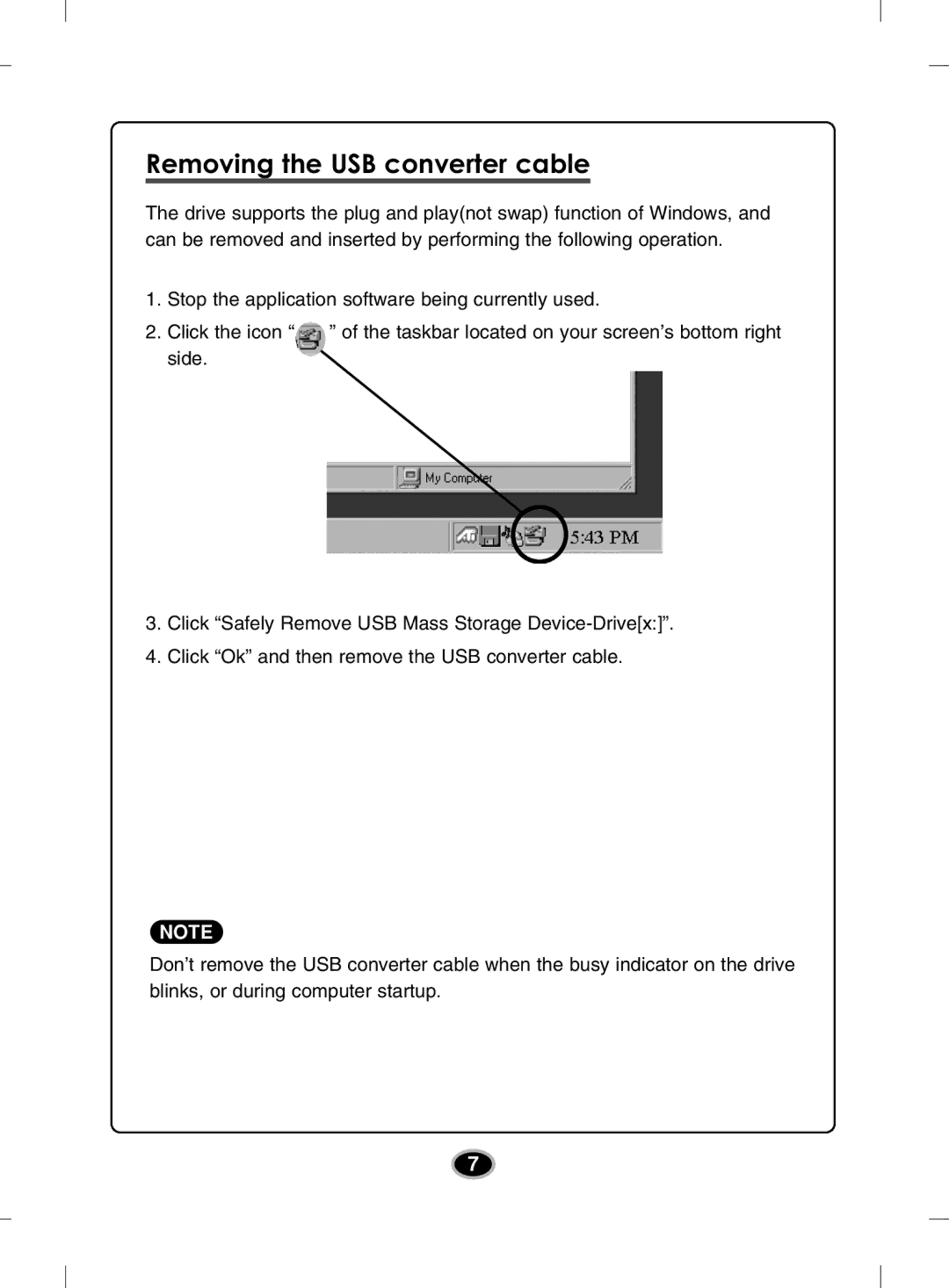 LG Electronics BE12LU30 owner manual Removing the USB converter cable 