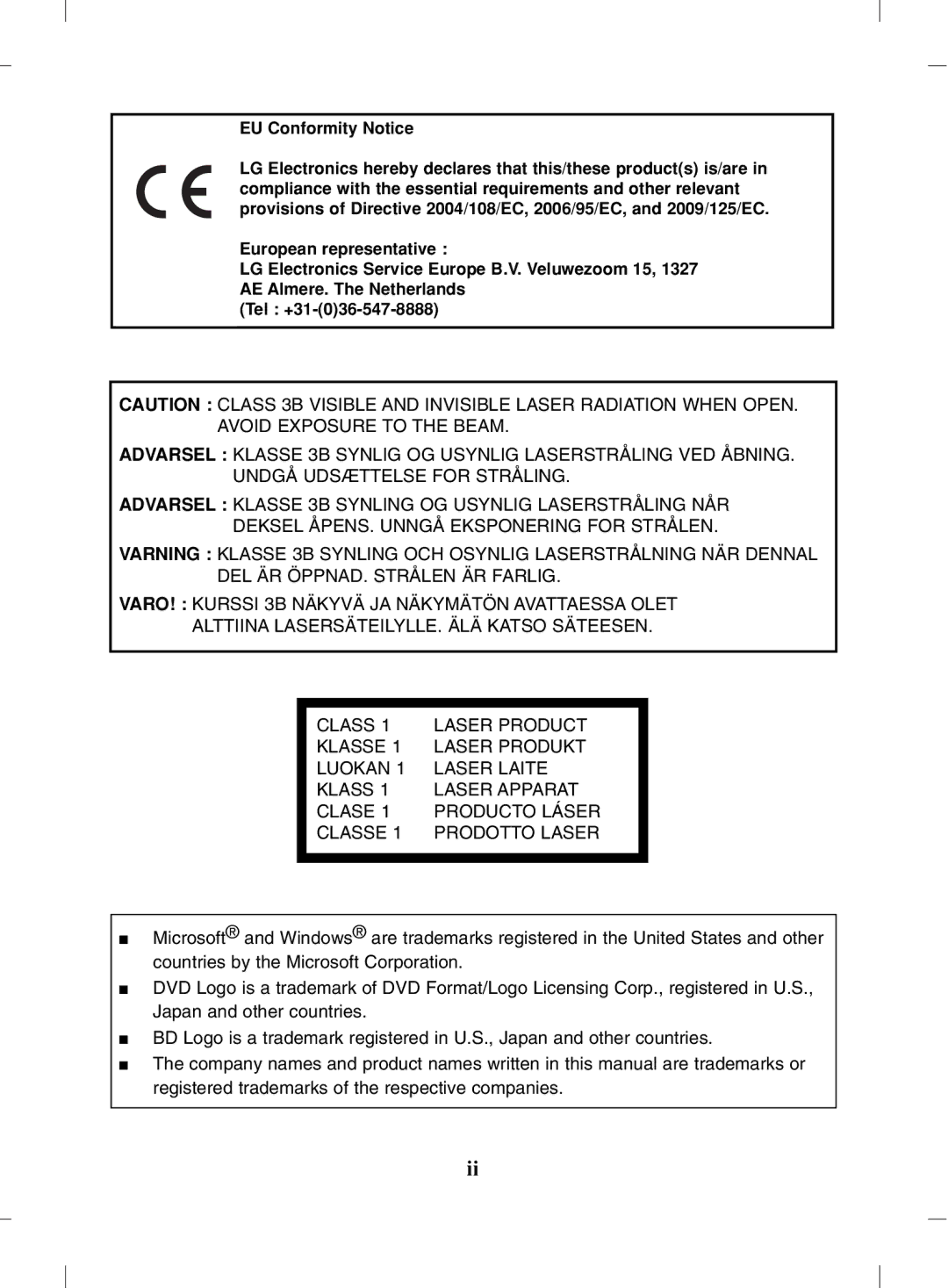 LG Electronics BE12LU30 owner manual 