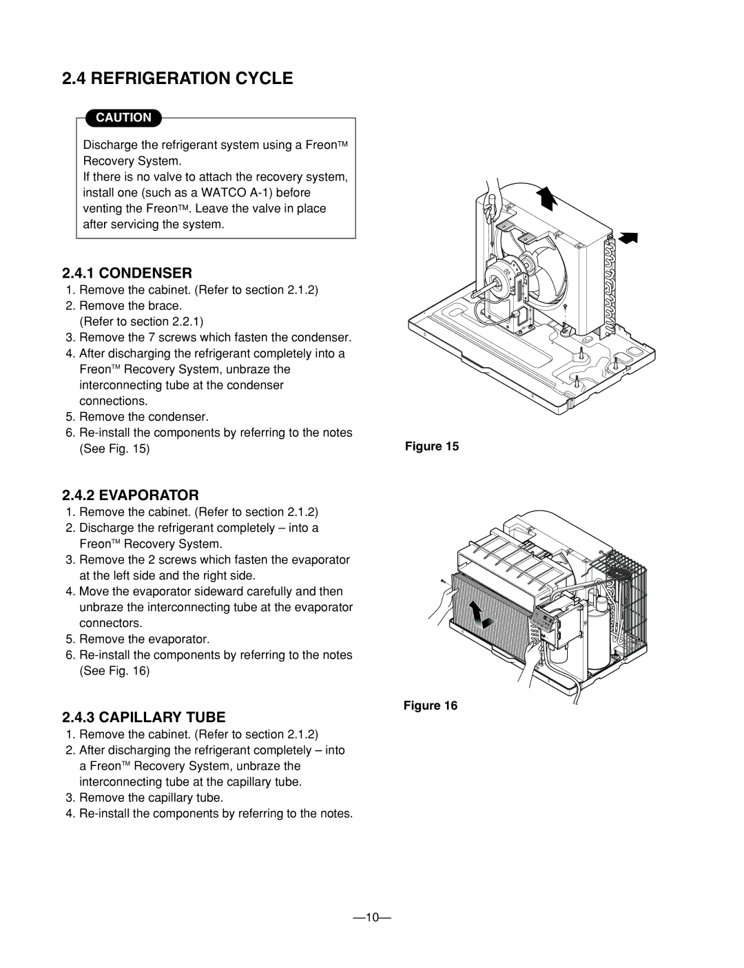 LG Electronics LT121CSG, BG-101A, BG-123A, BG-81A, LT080CSG Refrigeration Cycle, Condenser, Evaporator, Capillary Tube 