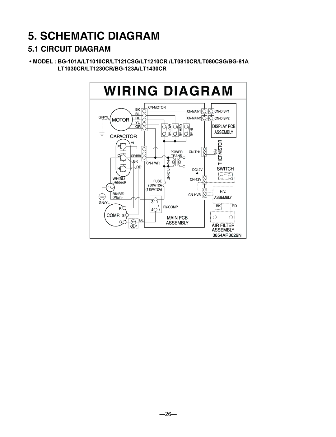 LG Electronics BG-81A, BG-101A, BG-123A, LT080CSG, LT121CSG, LT1230CR service manual Schematic Diagram, Circuit Diagram 