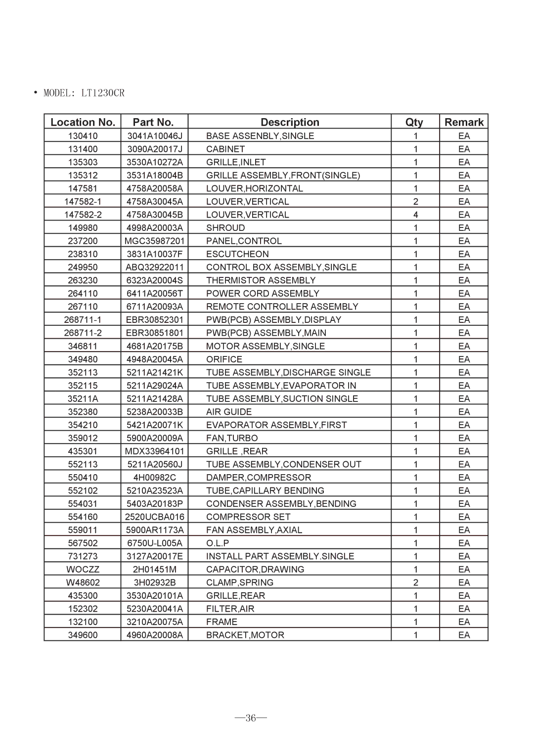 LG Electronics BG-101A, BG-123A, BG-81A, LT080CSG, LT121CSG service manual Model LT1230CR 