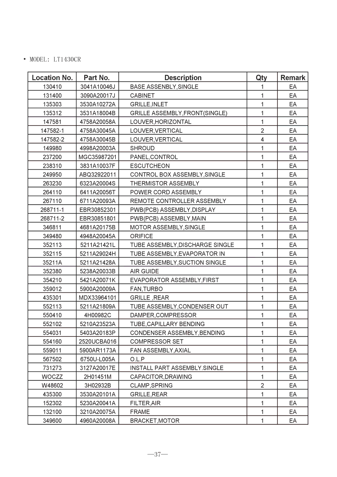 LG Electronics BG-123A, BG-101A, BG-81A, LT080CSG, LT121CSG, LT1230CR service manual Model LT1430CR 