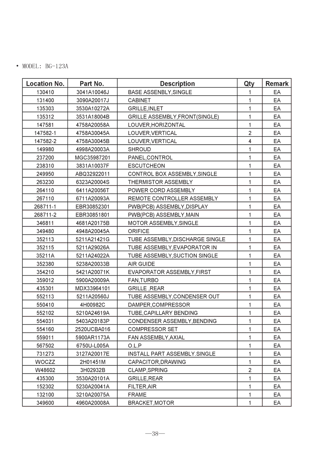 LG Electronics BG-81A, BG-101A, LT080CSG, LT121CSG, LT1230CR service manual Model BG-123A 