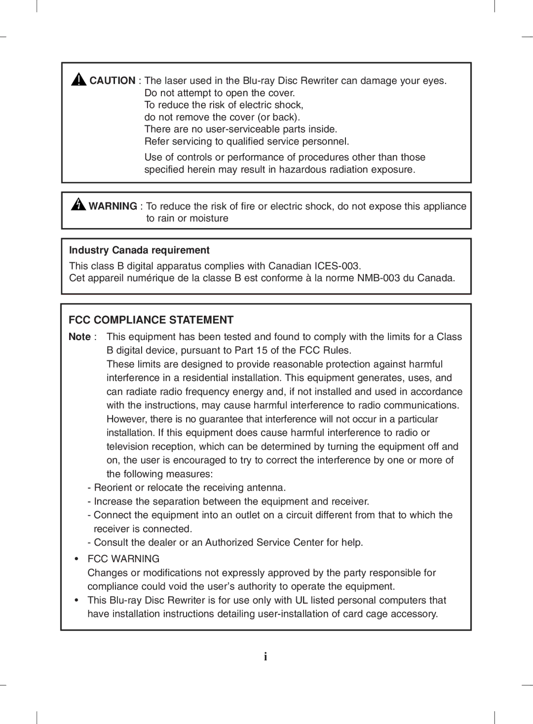 LG Electronics BH10 owner manual FCC Compliance Statement 