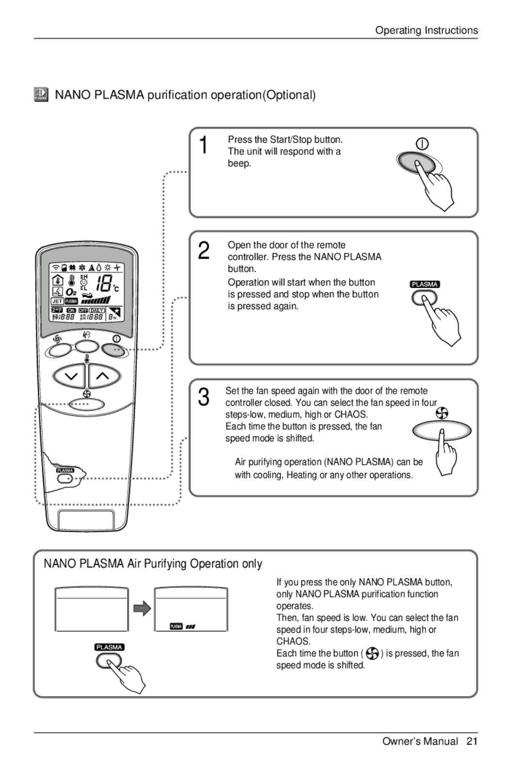 LG Electronics BKE 7630 NS G Nano Plasma purification operationOptional, Nano Plasma Air Purifying Operation only 