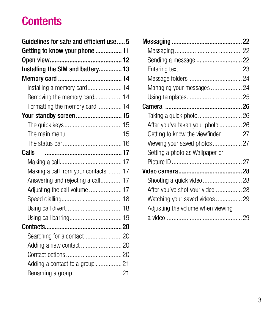 LG Electronics BL20 manual Contents 