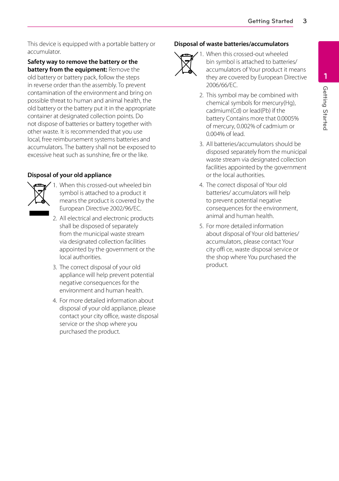 LG Electronics BP125N owner manual Safety way to remove the battery or, Battery from the equipment Remove 