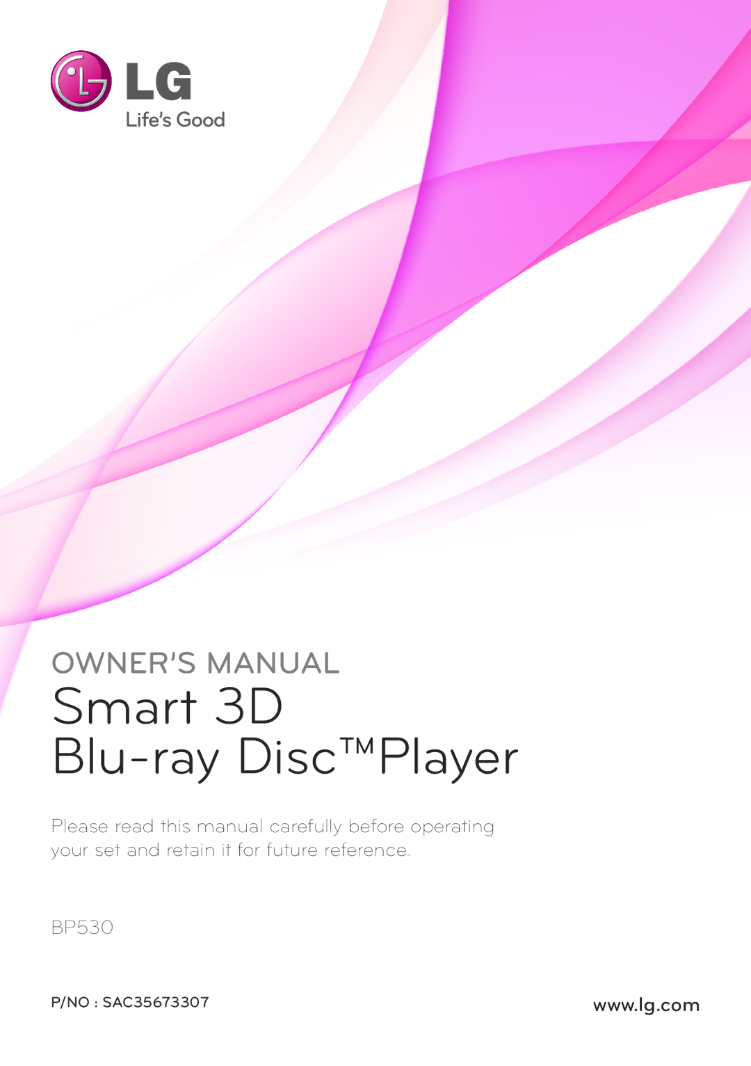 LG Electronics BP530 owner manual Smart 3D Blu-ray DiscPlayer 