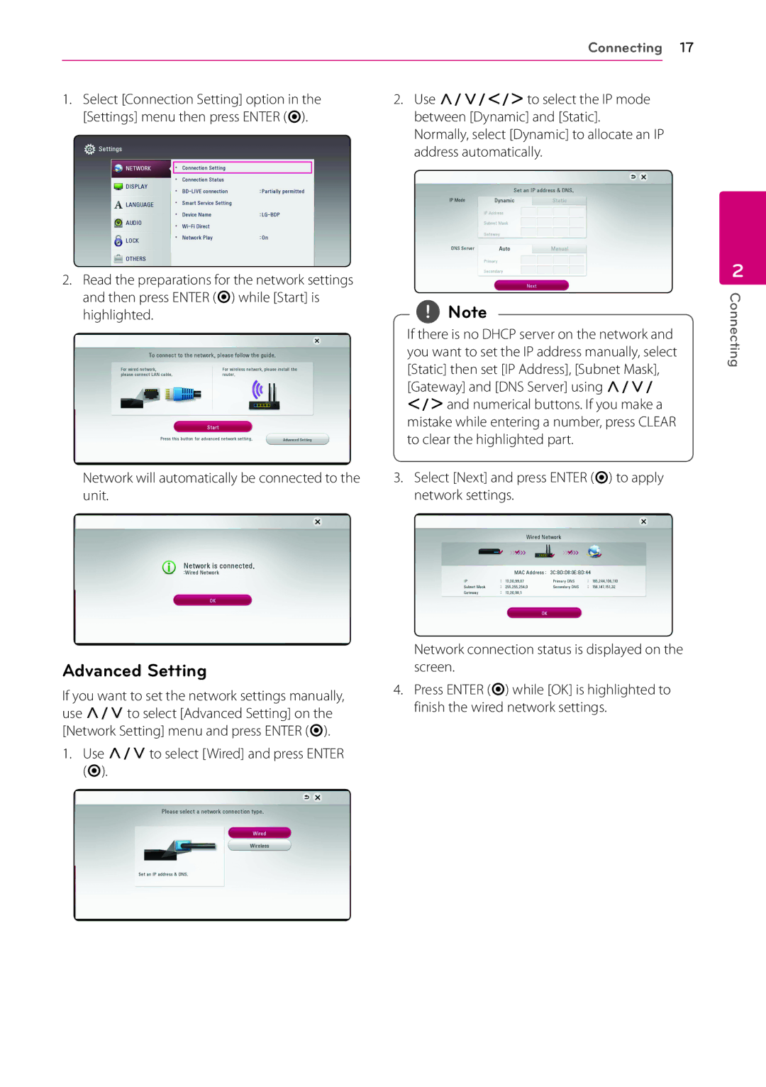 LG Electronics BP530 owner manual Advanced Setting 