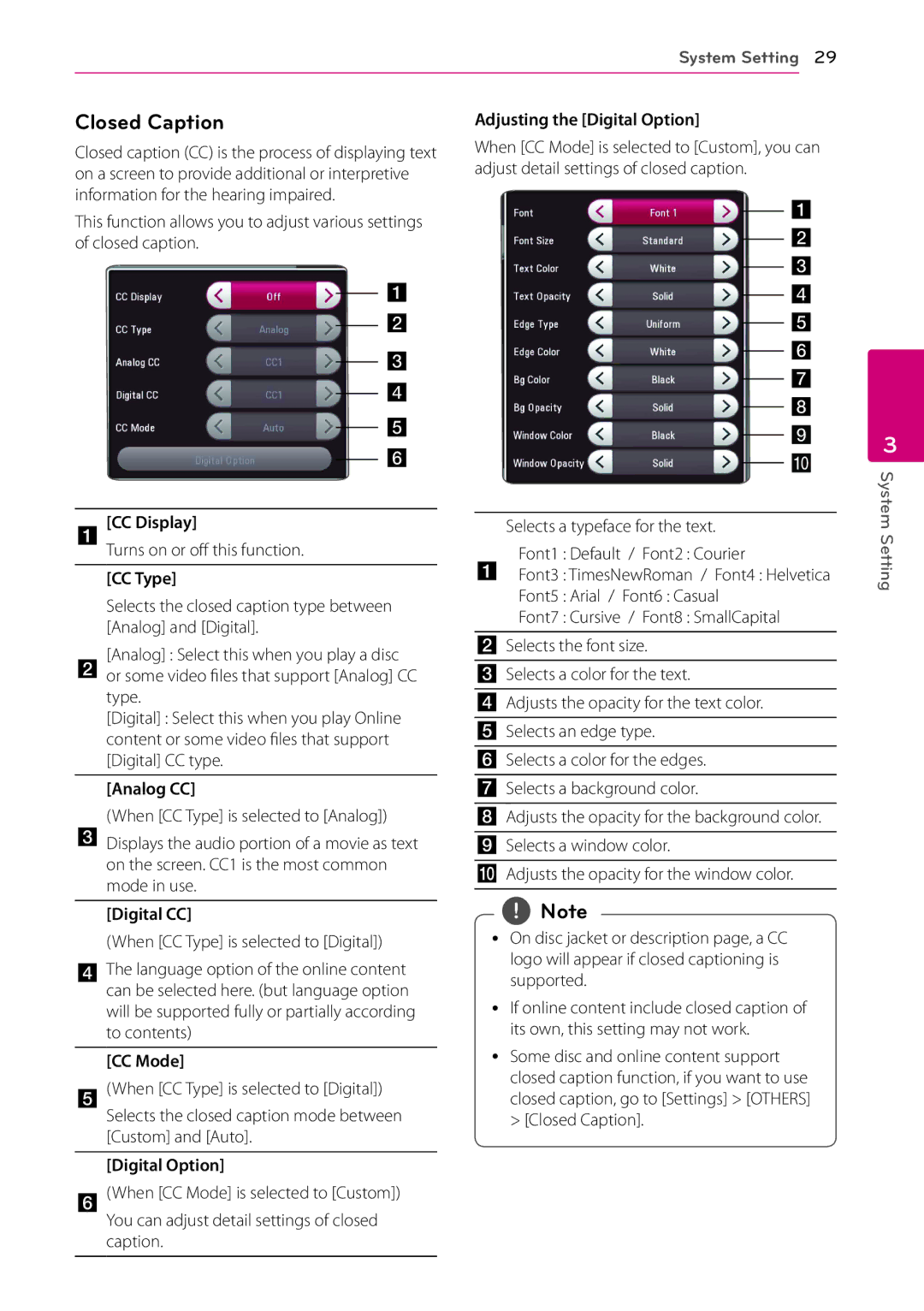 LG Electronics BP540 owner manual Closed Caption 