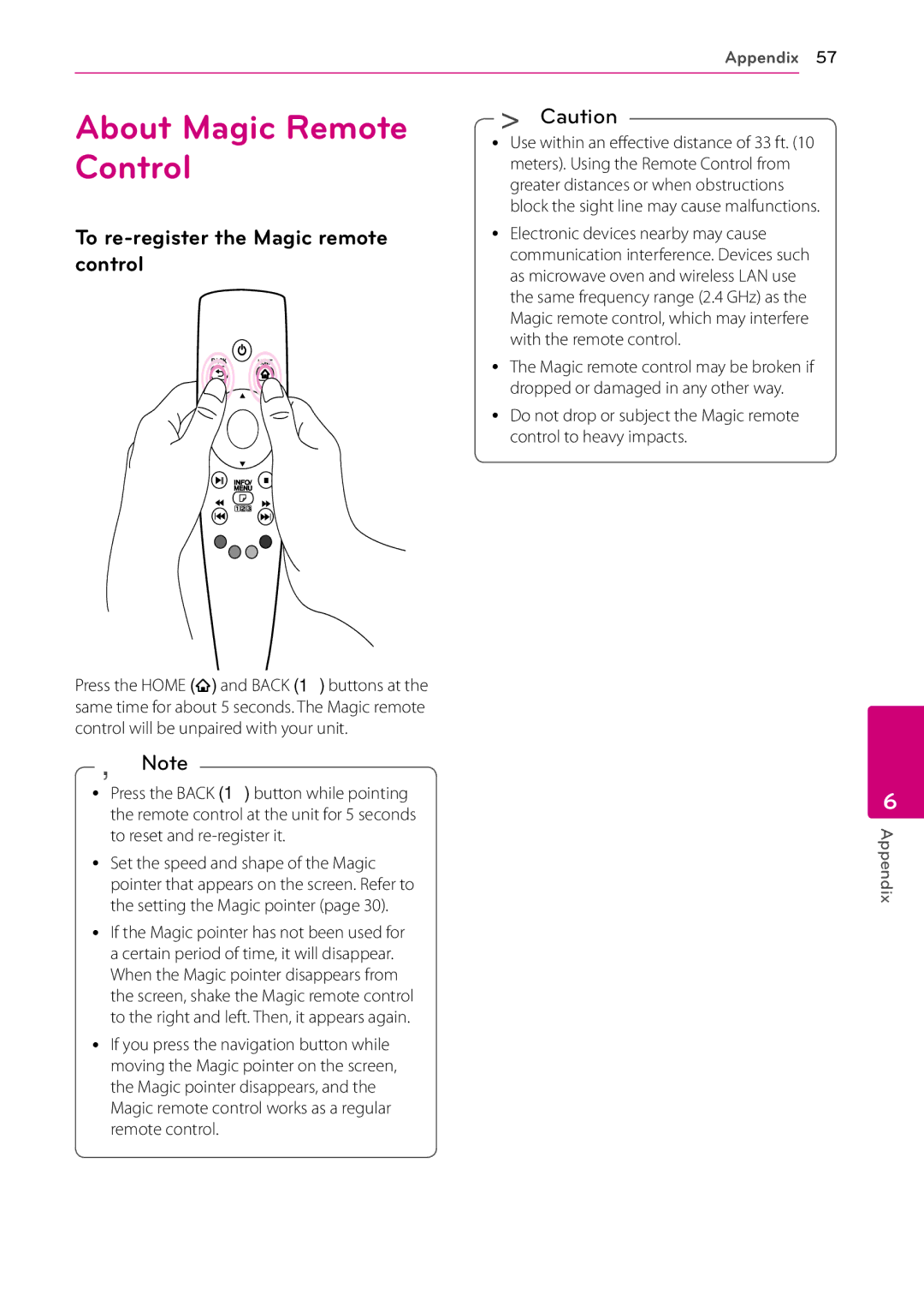 LG Electronics BP730N owner manual About Magic Remote Control, To re-register the Magic remote control 