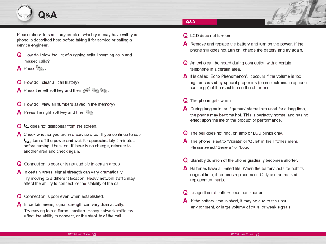 LG Electronics manual C1200 User Guide 