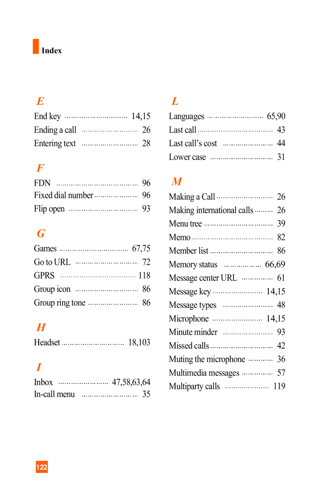 LG Electronics C1300 manual Fdn, Index 