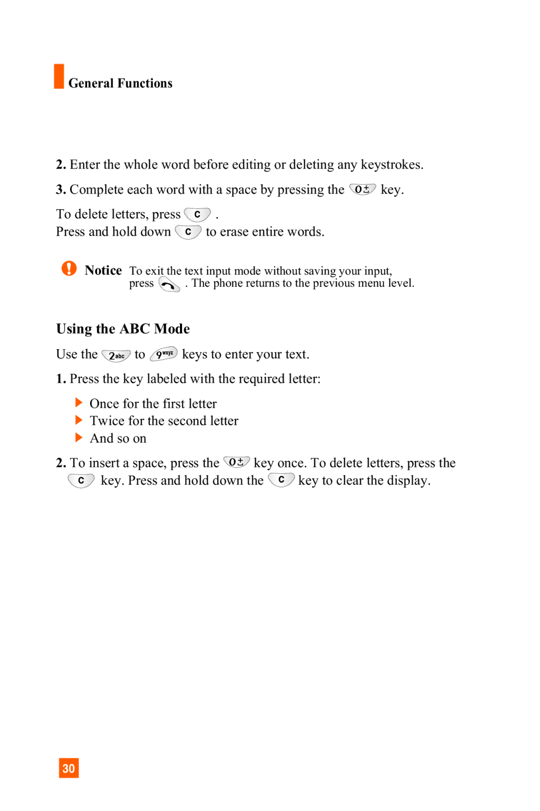 LG Electronics C1300 manual Using the ABC Mode 