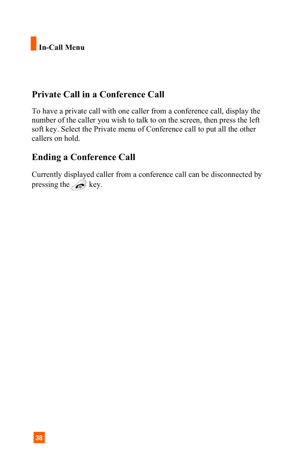 LG Electronics C1300 manual Private Call in a Conference Call, Ending a Conference Call 