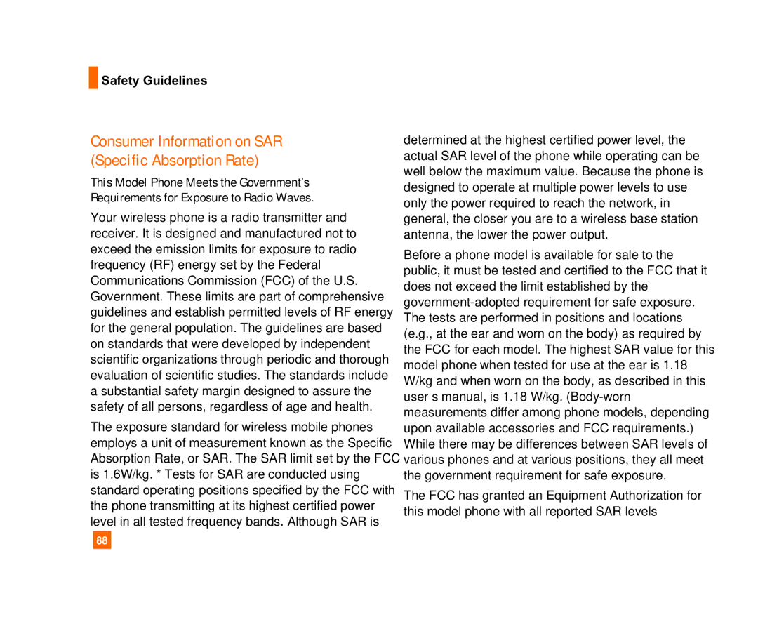 LG Electronics C1300I manual Consumer Information on SAR Specific Absorption Rate 