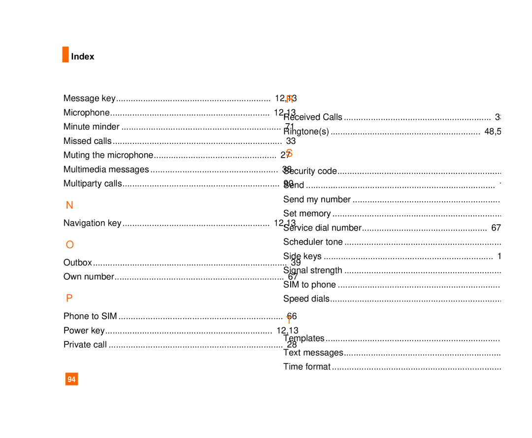 LG Electronics C1300I manual Index, 33,34, 67,91 