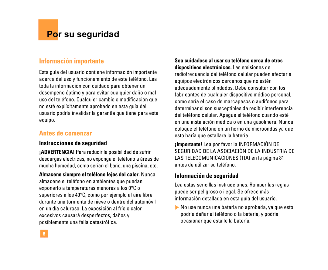 LG Electronics C1500 manual Por su seguridad, Información importante, Antes de comenzar, Instrucciones de seguridad 