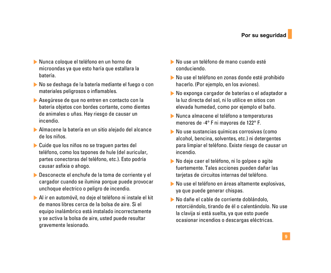 LG Electronics C1500 manual Por su seguridad, No use un teléfono de mano cuando esté conduciendo 