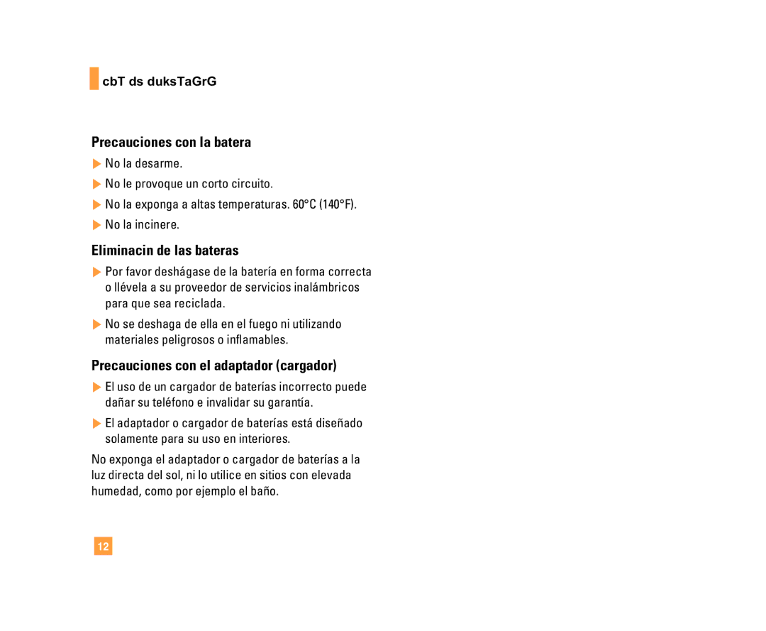 LG Electronics C1500 Precauciones con la batería, Eliminación de las baterías, Precauciones con el adaptador cargador 