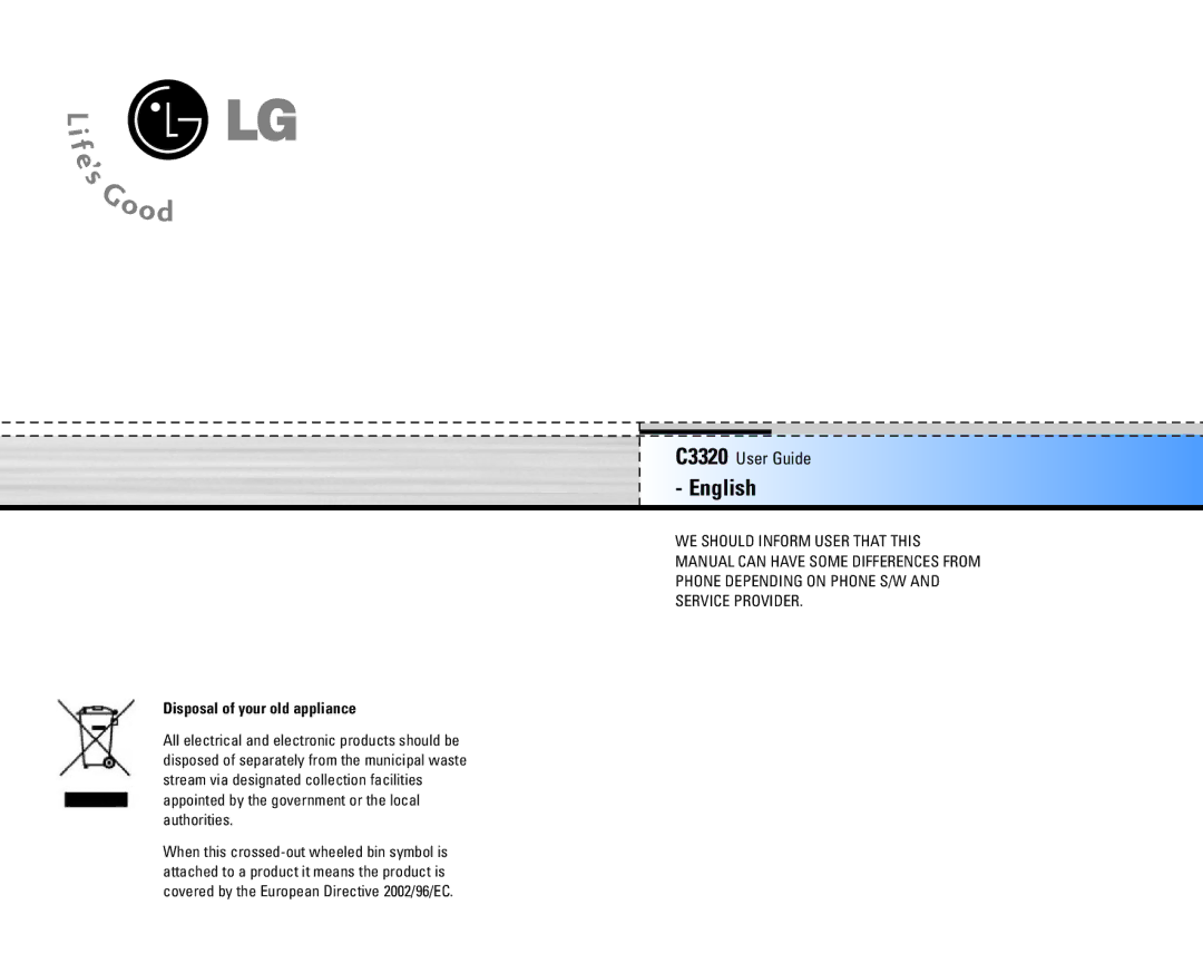 LG Electronics C3320 manual English, Disposal of your old appliance 