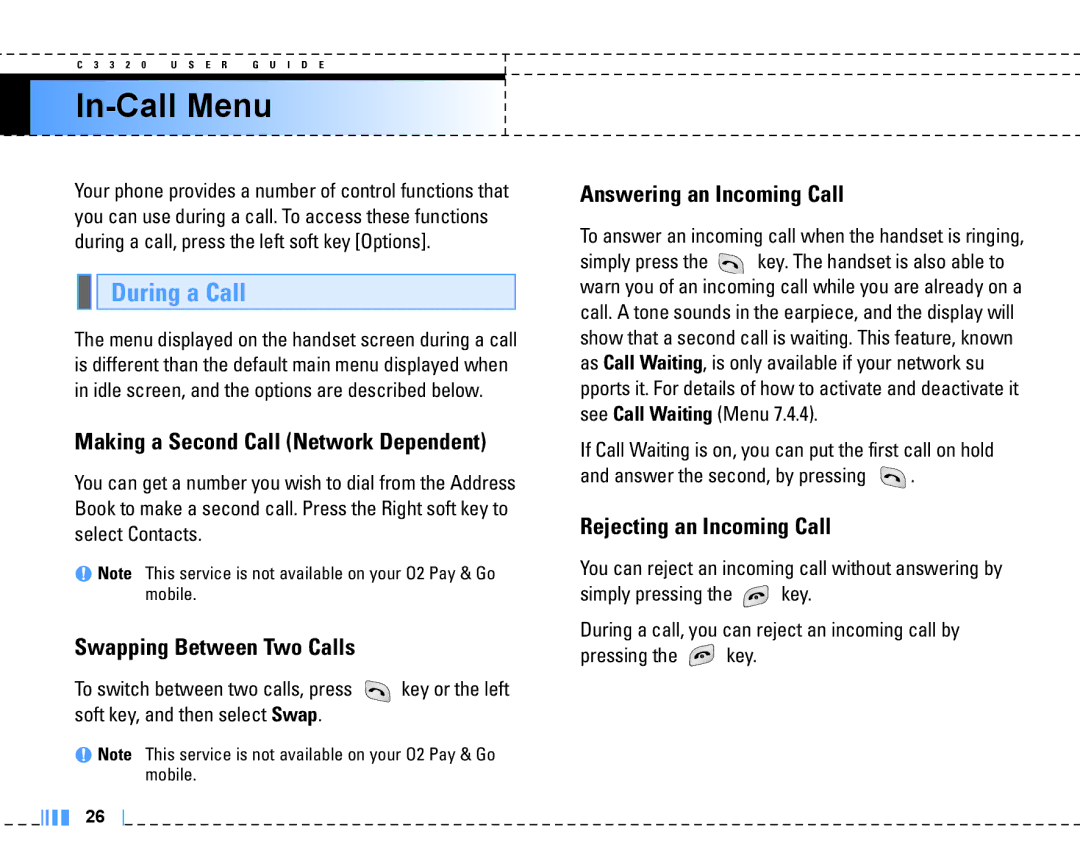 LG Electronics C3320 manual In-Call Menu, During a Call 