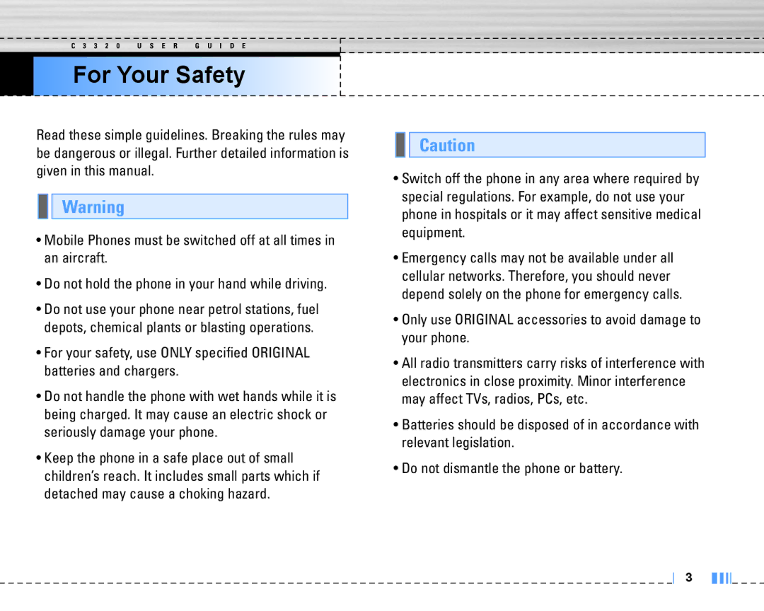 LG Electronics C3320 manual For Your Safety 