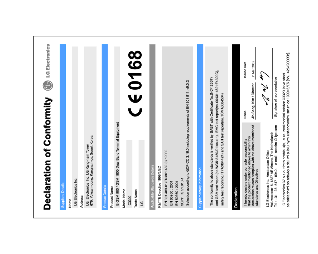 LG Electronics C3320 manual 