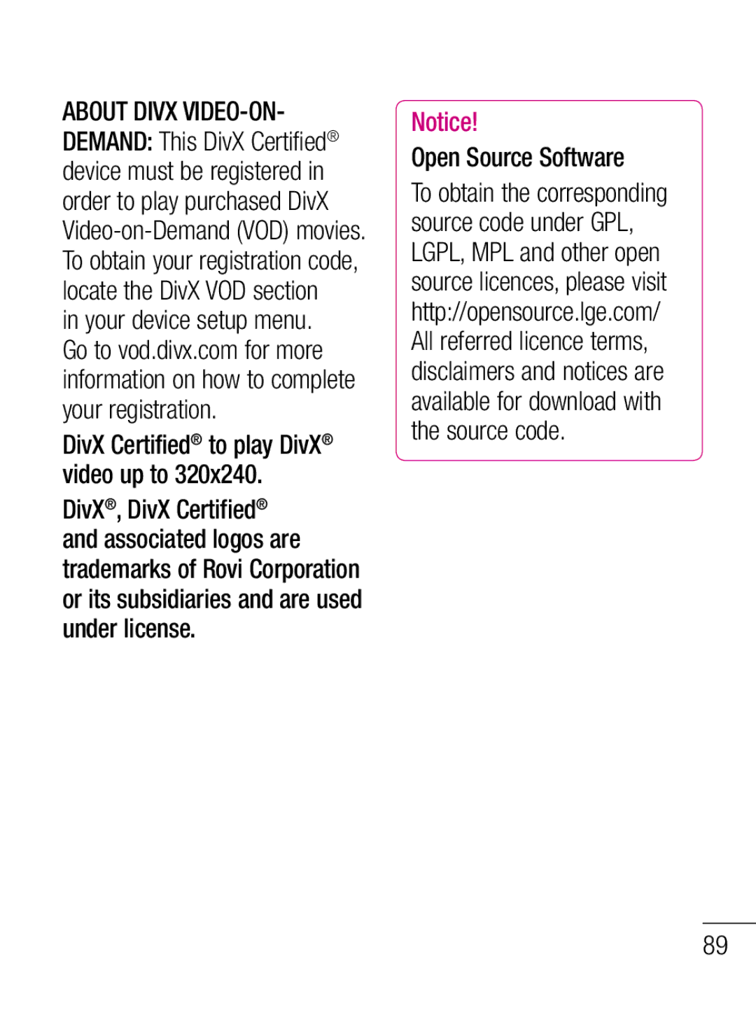 LG Electronics C660R manual Open Source Software 