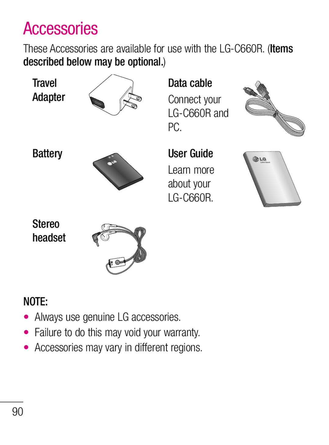 LG Electronics C660R manual Accessories, Connect your 