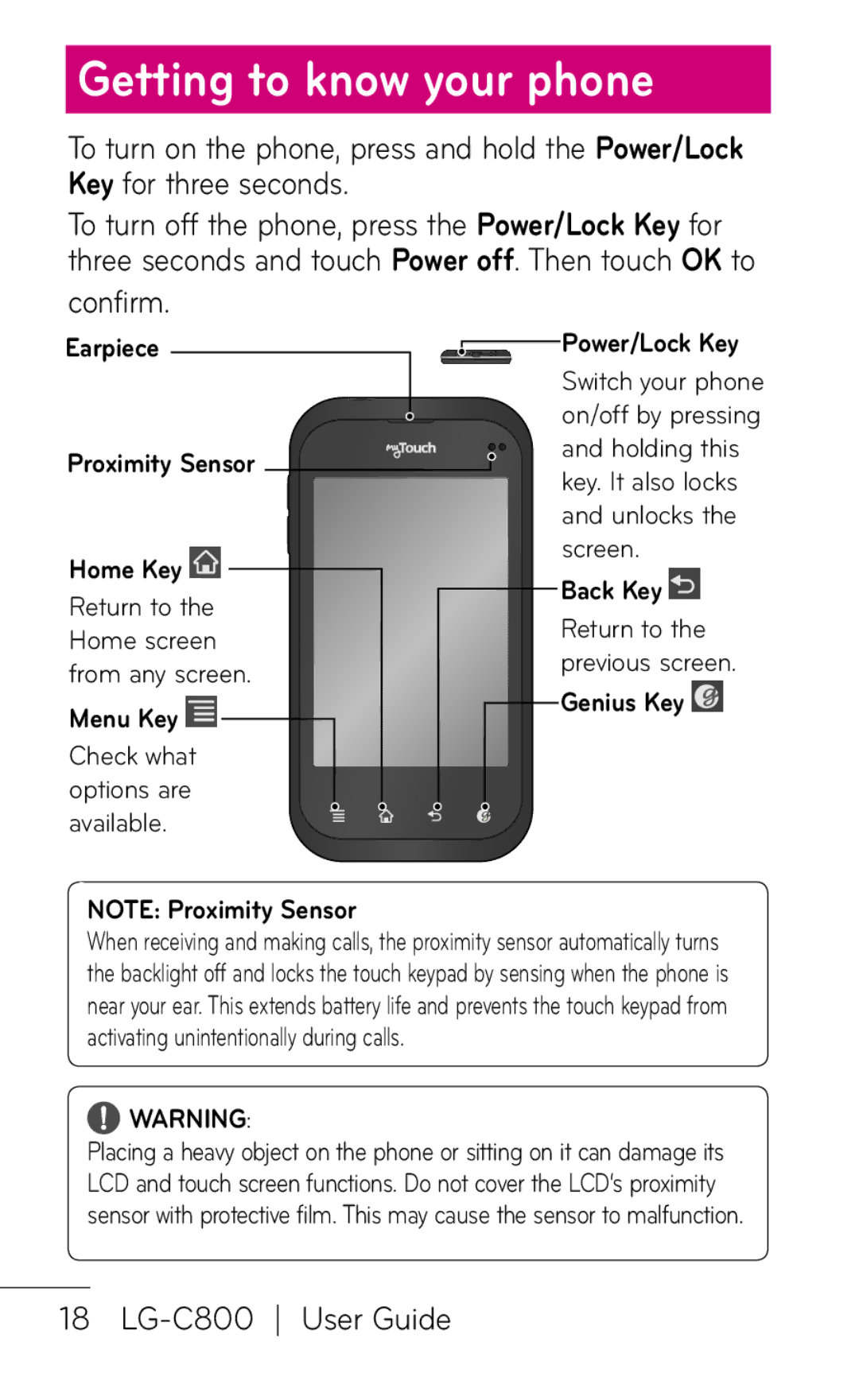 LG Electronics C800 manual Getting to know your phone, Confirm 