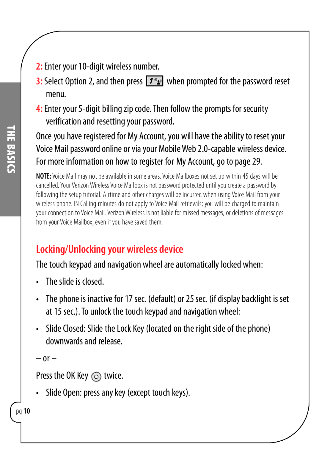 LG Electronics Chocolate manual Locking/Unlocking your wireless device, Slide is closed 