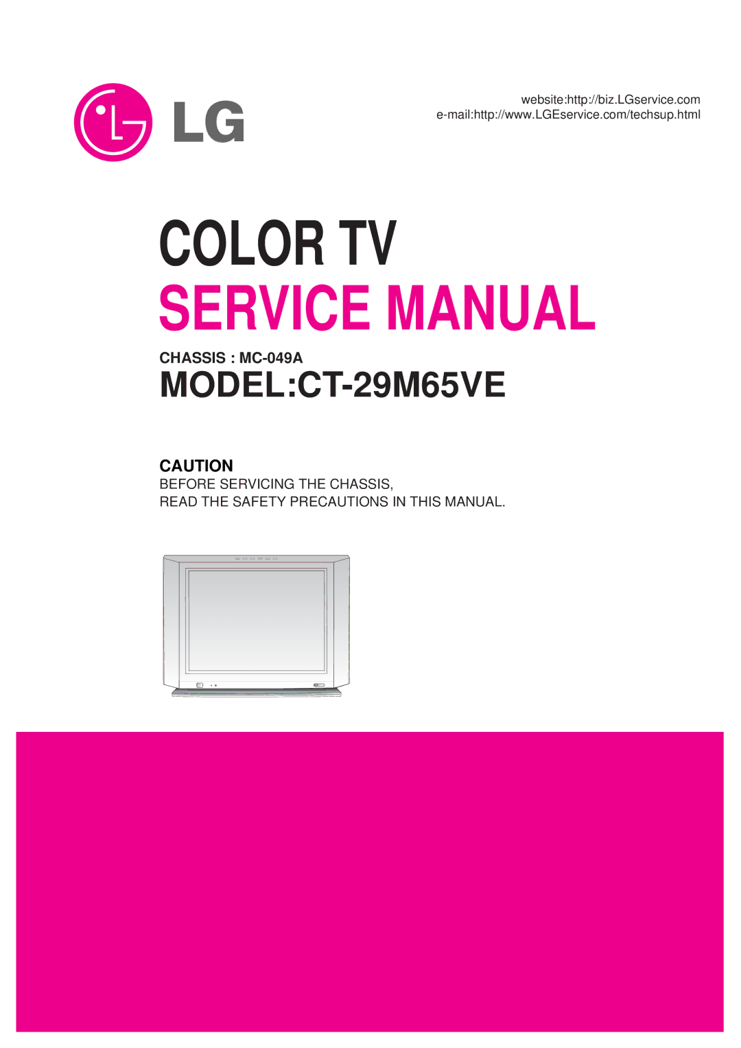 LG Electronics service manual MODELCT-29M65VE 