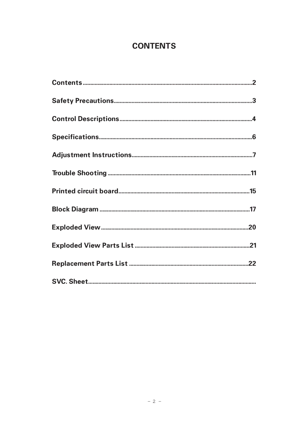 LG Electronics CT-29M65VE service manual Contents 