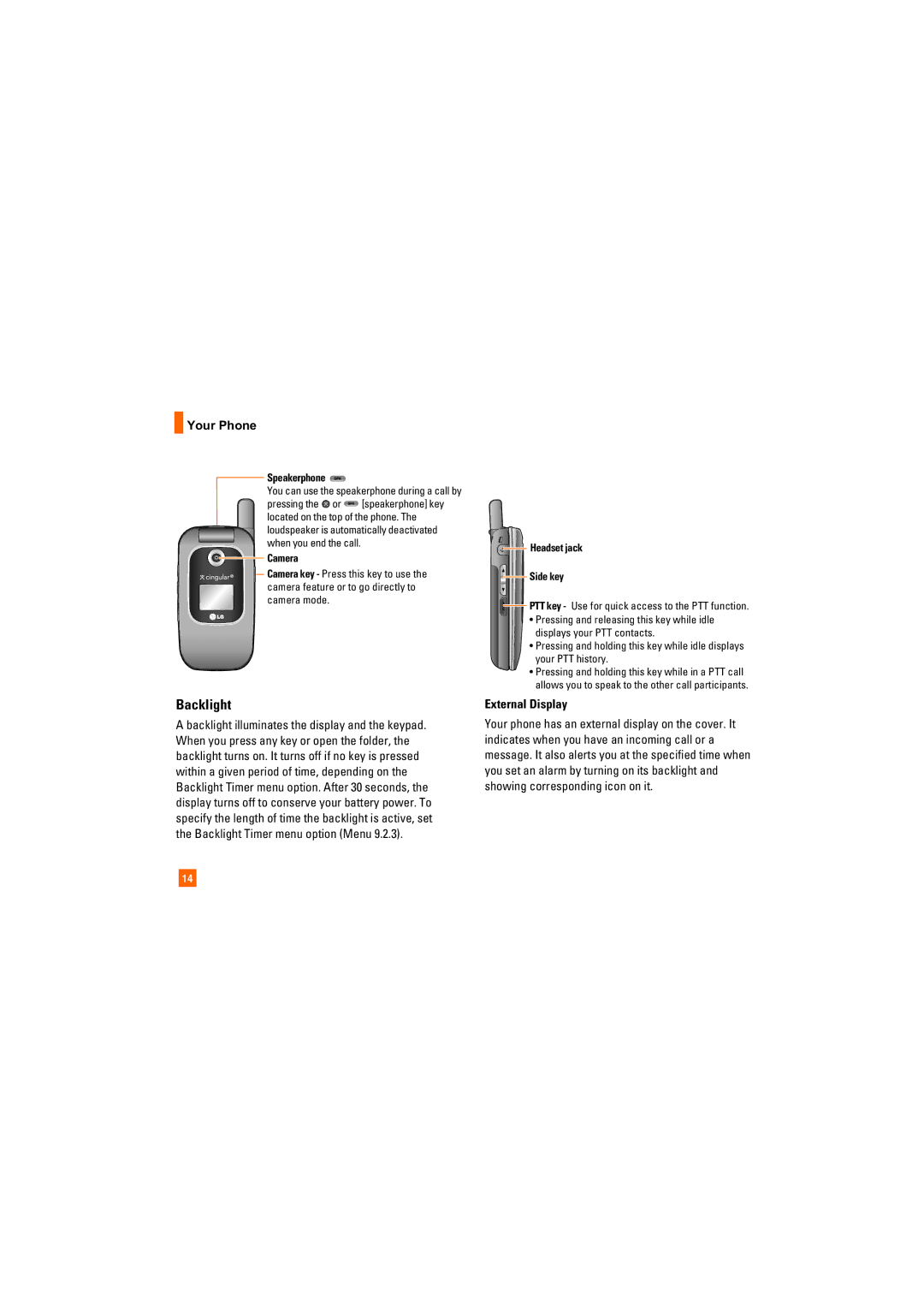 LG Electronics CU400 manual Backlight, External Display 