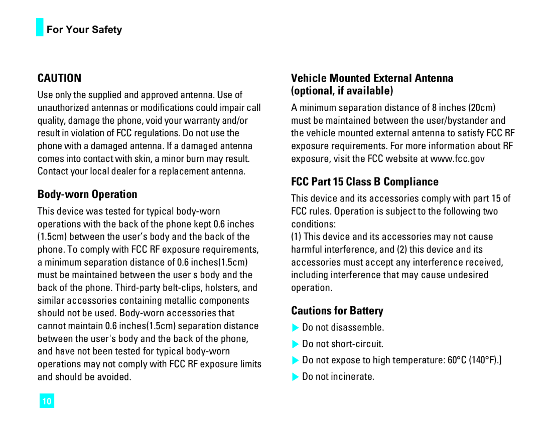 LG Electronics CU500 manual Body-worn Operation 