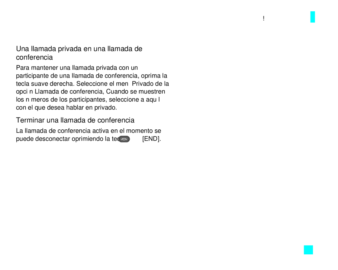 LG Electronics CU500 manual Una llamada privada en una llamada de conferencia, Terminar una llamada de conferencia 