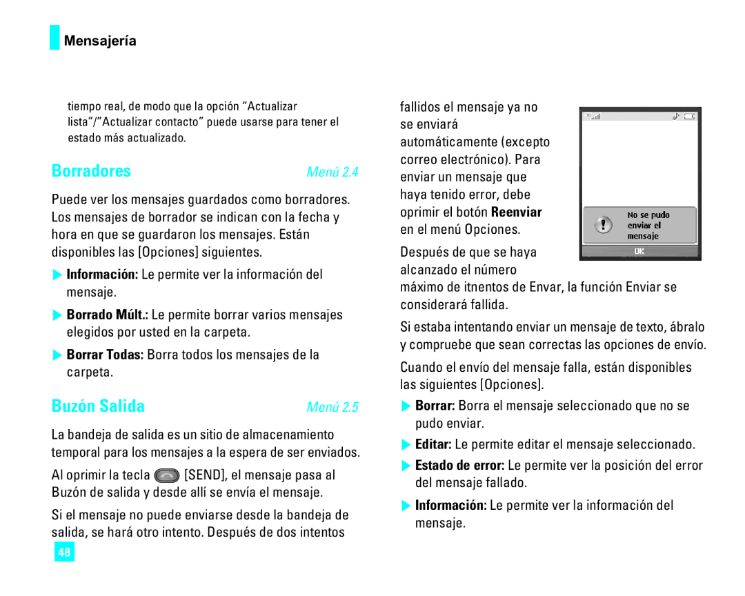 LG Electronics CU500 manual Borradores, Buzón Salida 