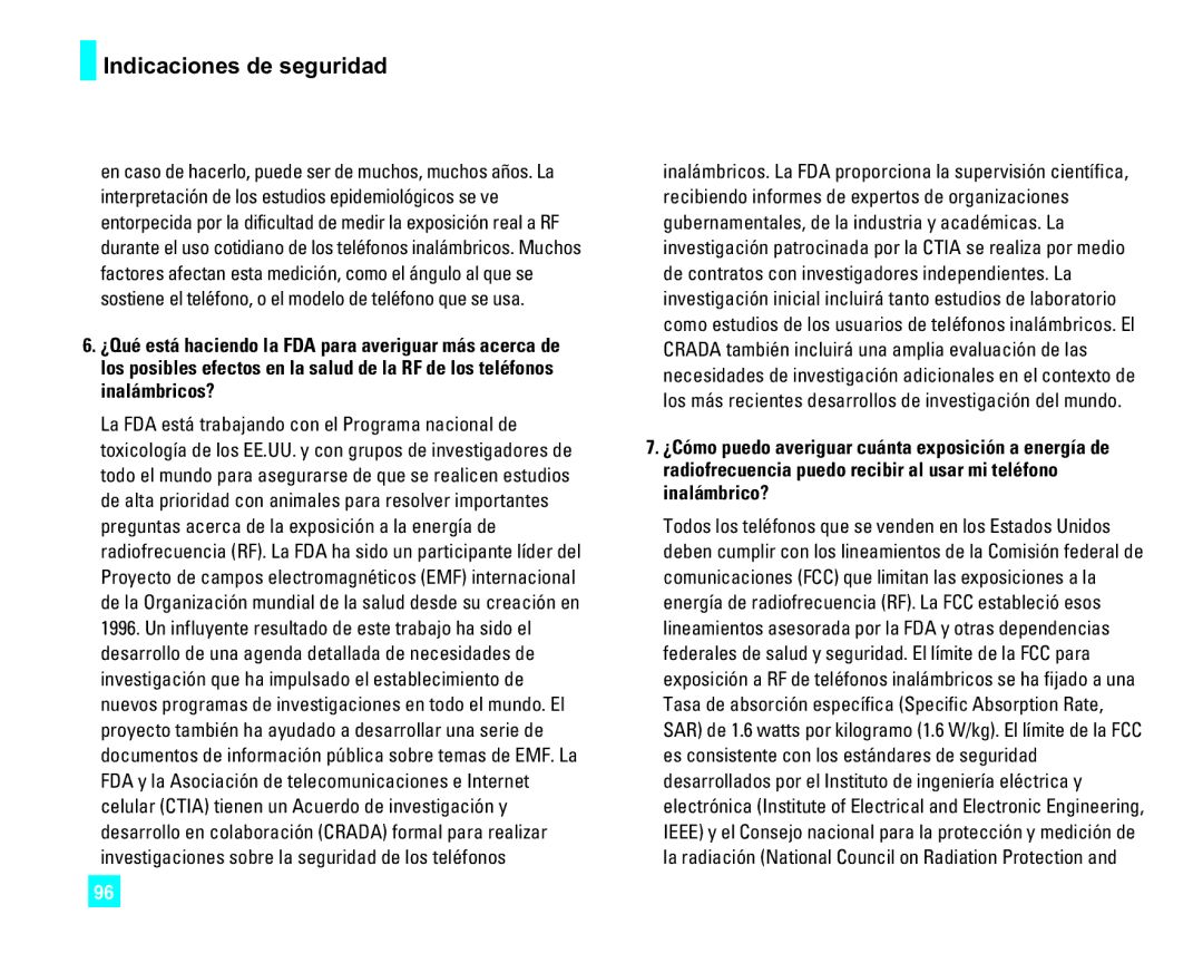 LG Electronics CU500 manual Indicaciones de seguridad 