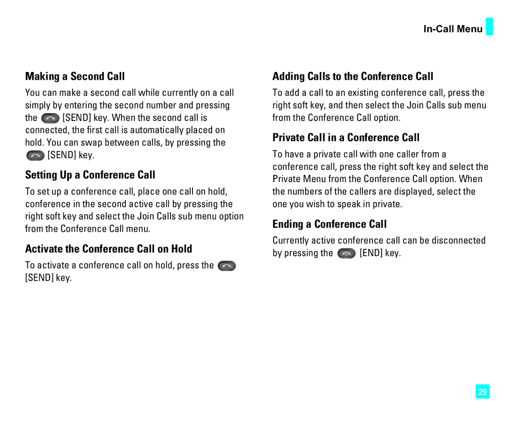 LG Electronics CU500 Setting Up a Conference Call, Activate the Conference Call on Hold, Private Call in a Conference Call 