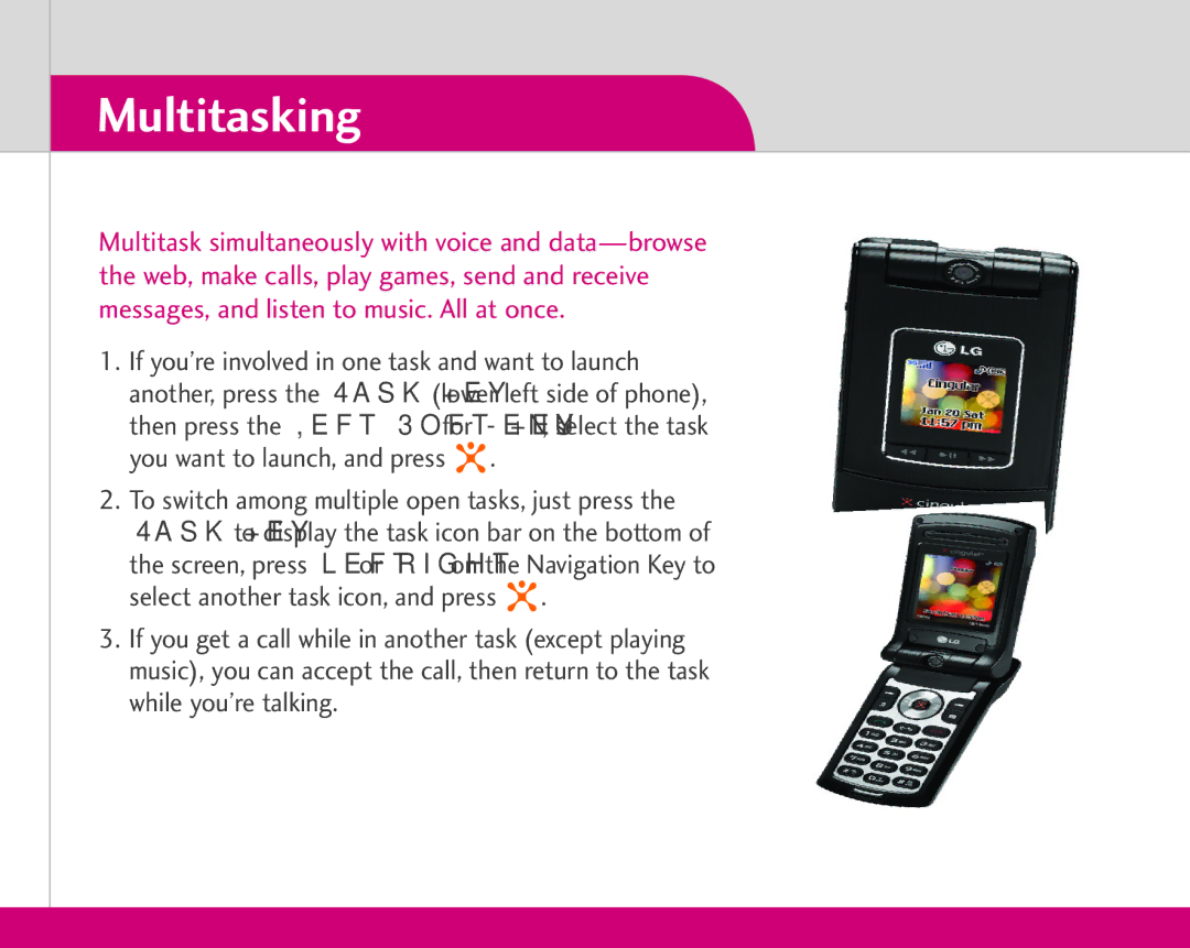 LG Electronics CU500 quick start Multitasking 