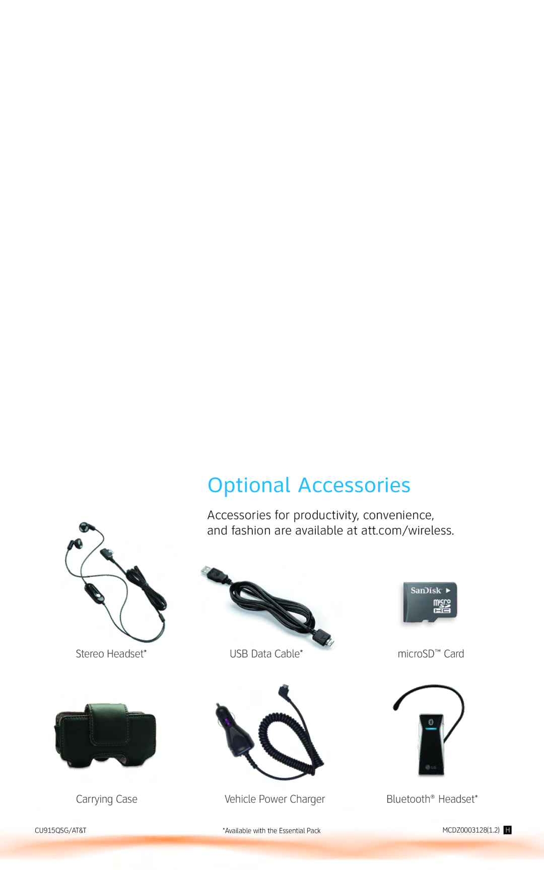 LG Electronics CU915 quick start Optional Accessories 