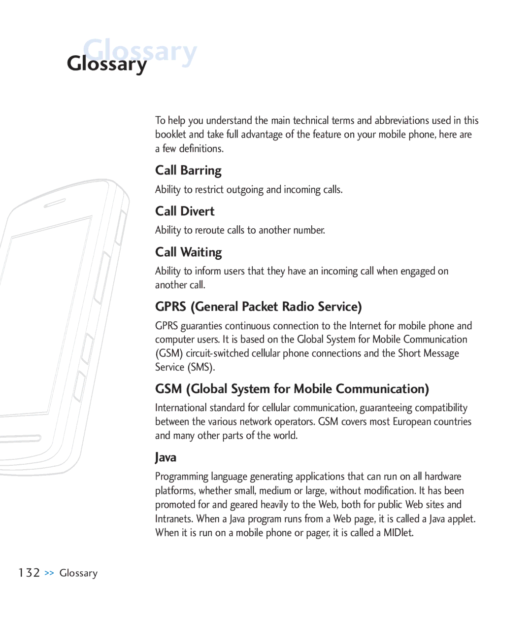 LG Electronics CU920 manual Glossary 